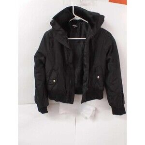 Nova Kids Black Puffer Jacket Hooded Zip Coat Winter Warm Youth Unisex